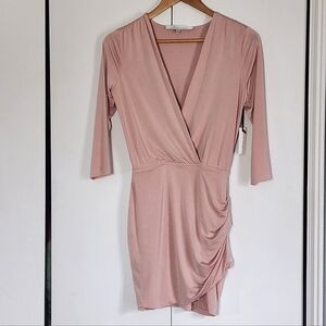 Lovers + Friends Blush Pink Wrap-Style Mini Dress